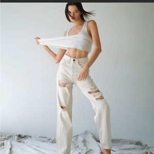 brand new high rise urban outfitter jeans 24” beige